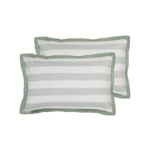Ecology Horizon Pillowcase Pair Size 73 x 48cm Blue/White/Sage Bedding
