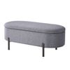 Oikiture Ottoman Storage Bench Oval Foot Stool Linen Grey
