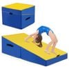 Costway 2-fold Gymnastics Yoga Mat Floor Exercise Tumbling Mat Pvc Leather Yellow