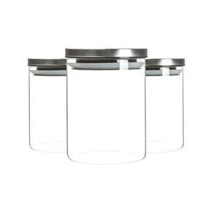 Argon Tableware Glass Storage Jars with Metal Lids - Silicone Seal - 750ml - Pack of 3
