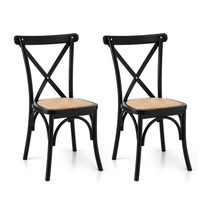 Artiss 2x Dining Chairs Rattan Wooden Chair