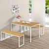 Zinus Louis Dining Table with Two Benches - 3 Piece Dining Table Set - White