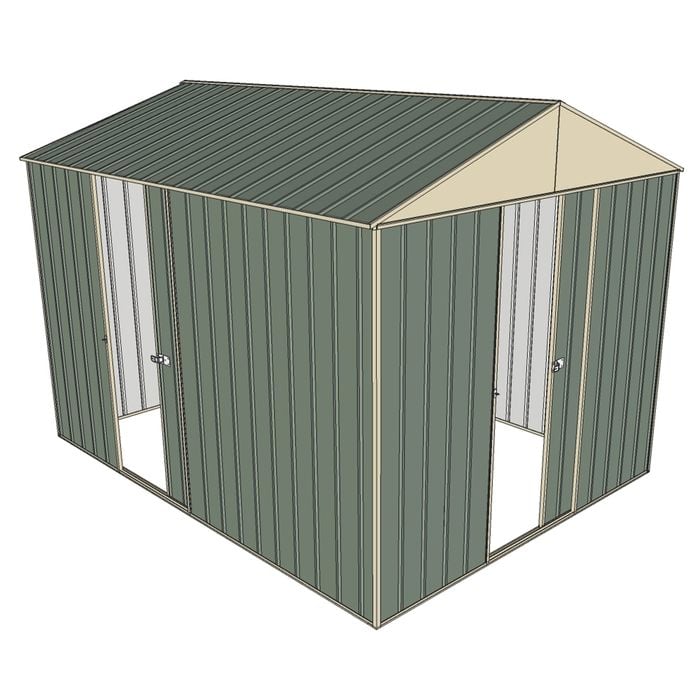 Build-a-Shed 2.3 x 3.0 x 2.3m Front Gable Two Single Sliding Doors Shed - Green