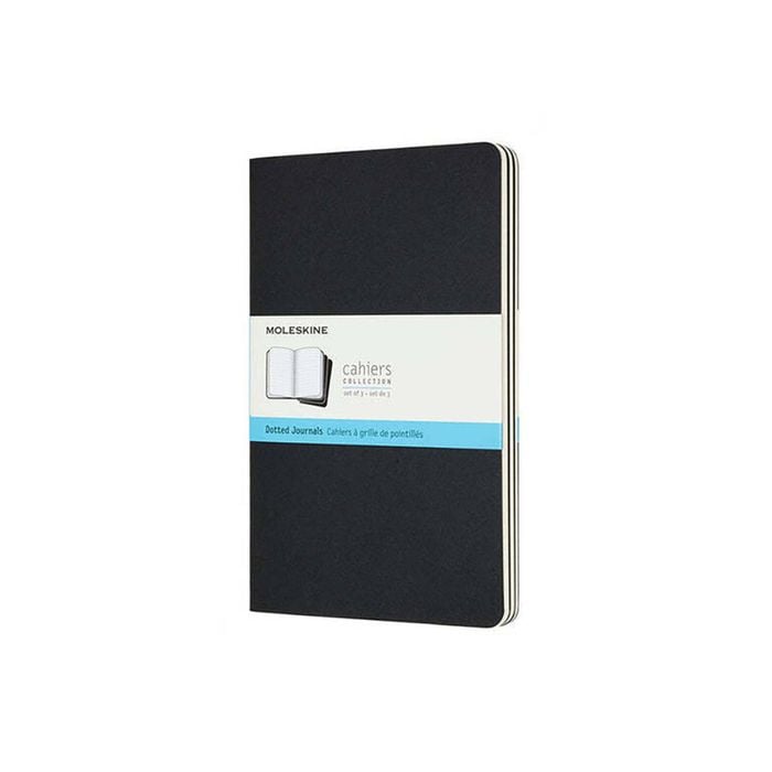 3pc Moleskine Cahier Soft Cover Writing Notebook/journal Dot Grid Set Black Lrg