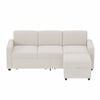 Ufurniture 197cm 3-Seater Sofa L-Shaped Sectional Lounge Corner Couch with Drawer & Storage Ottoman Corduroy Beige