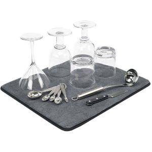Madesmart Fabric 46cm Small Dish Drying Mat Kitchen Plate/Glass Drainer Pad Grey
