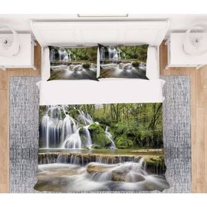3D Forest Waterfall 76 Bed Pillowcases Quilt Queen Size