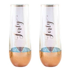 2x 40th Ombre Rose Gold Stemless Champ 16cm 180ml Drinking Cups