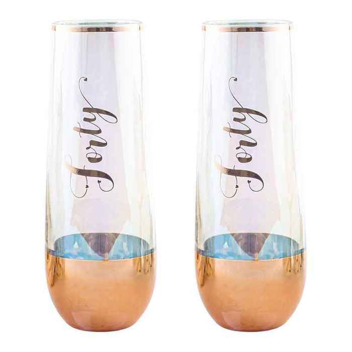 2x 40th Ombre Rose Gold Stemless Champ 16cm 180ml Drinking Cups