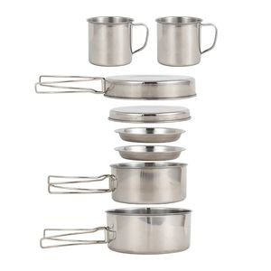 Lifebay 8-Piece Camping Cookware Mess Kit Silver