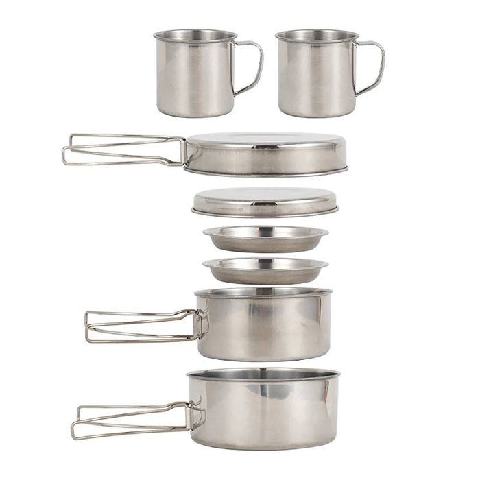 Lifebay 8-Piece Camping Cookware Mess Kit Silver