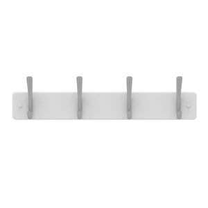Mode 4 Brushed Nickel Hooks On White Board Hat And Coat Rack