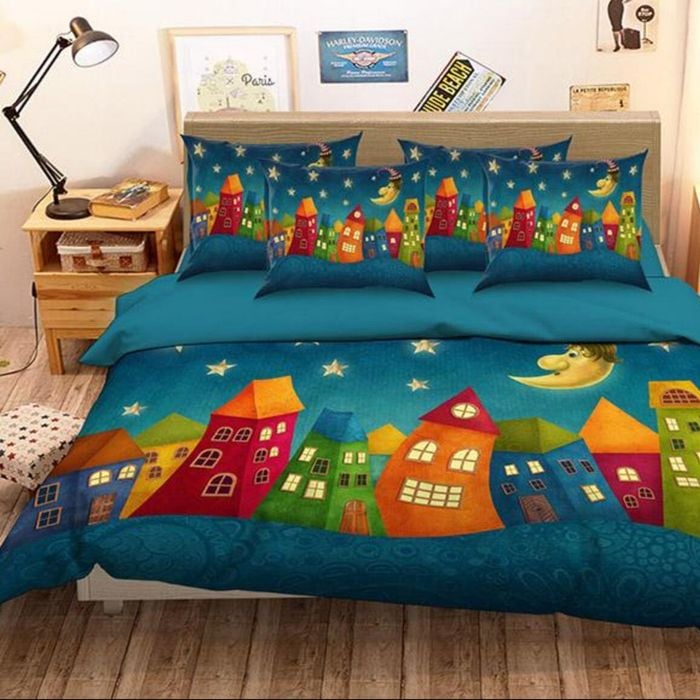 3D  Lovely Cartoon Houses 130 Bedding Set Pillowcases Quilt Duvet Cover Set Queen King