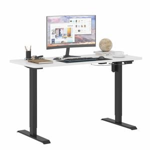 Advwin Standing Desk Electric Height Adjustable 120x60cm White Desktop Black Frame