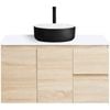 CIBO 900mm Nordic Coast Veneer Wall Hung Bathroom Vanity With Black And White Basin