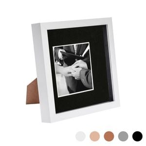 Nicola Spring 8 X 8 3d Shadow Box Photo Frame - Craft Display Picture Frame With 4 X 4 Mount - Glass Aperture - White