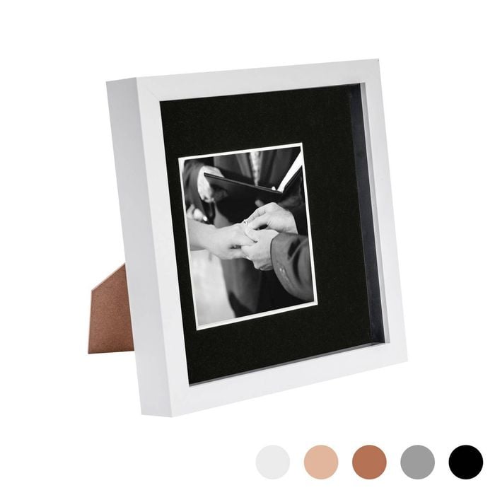 Nicola Spring 8 X 8 3d Shadow Box Photo Frame - Craft Display Picture Frame With 4 X 4 Mount - Glass Aperture - White