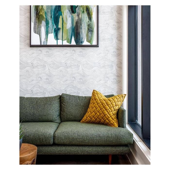 Wallpaper Trader Seascape - Roll, Metallic gold on blue