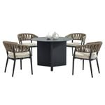 FurnitureOkay Vegas 5-Piece Rope Outdoor Dining Setting