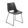 Zahara synthetic leather Black chair with steel legs with black finish
