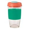 Avanti GoCup Reusable 473ml Glass Coffee Cup w/Silicone Grip Green/Coral/Seafoam