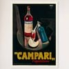 Galrie Campari L'aperitivo Vintage Framed Advertising Poster for Home and Bar Decor, White Frame, A2 42 x 60cm (16 x 24inch)