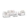Whitehaven 2+1+1 Outdoor Aluminium Lounge White With Hugo Coffee Table Set & Sunbrella Canvas Cushions