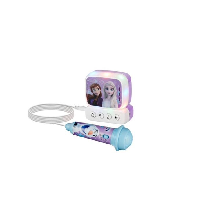 Disney Frozen Mini Karaoke Machine With Belt Hook, Built-in Melodies, Aux & Flashing Lights