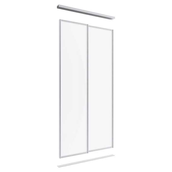 Lugna 2400 x 1200mm Clear Anodised Optiglass Panels Wardrobe Double Sliding Doors