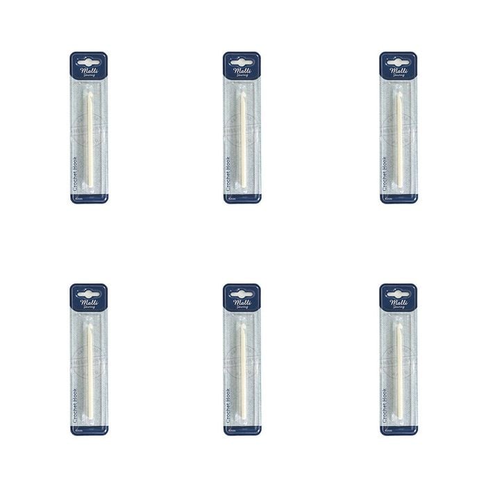 6pk Malli Plastic Crochet Hook/needle Yarn Crafting/knitting Tool 6mm White