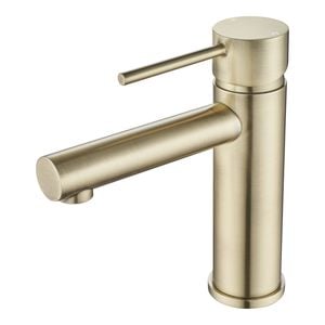 Mondella Resonance 35mm Brushed Brass Pin Lever Basin Mixer WELS 4 Star 7.5L/min