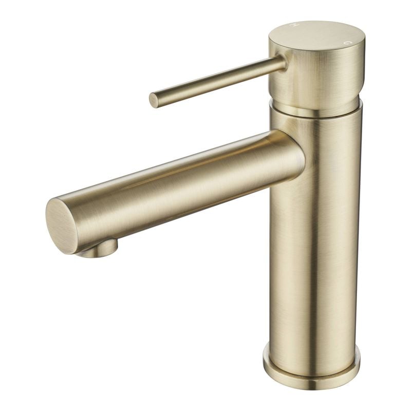 Mondella Resonance 35mm Brushed Brass Pin Lever Basin Mixer WELS 4 Star 7.5L/min