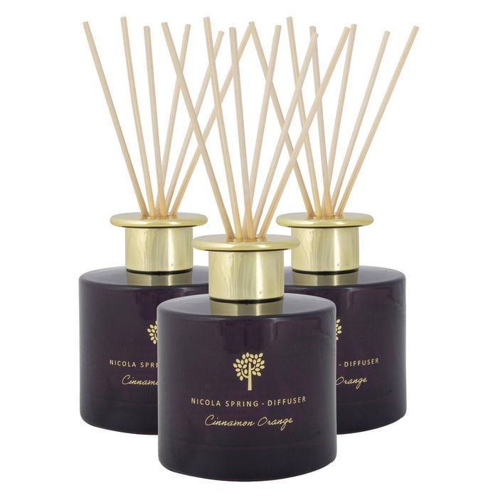 Nicola Spring Reed Diffuser 200ml - Cinnamon & Orange - Warm Spiced Festive Fragrance With 6 Reeds Long Lasting Scent