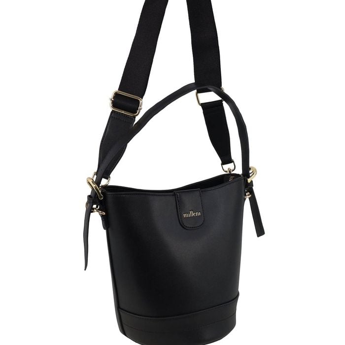 Milleni Women's Handbag Vegan Leather Lightweight Bucket Crossbody Bag Black