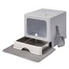 PaWz Cat Litter Box Stainless Steel Enclosed Drawer Odor Control Foldable Grey