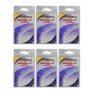 6x Wilson Mackerel Fishing Rig 3x6/0 Hook-Setup - 60lb Multi Strand Wire