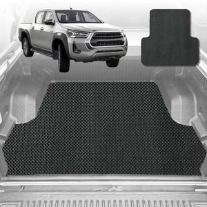 6D Diamond Ute Tub Mat for Toyota Hilux Double Cab 2015-Current (with factory plastic tub)-Black-Outback GT