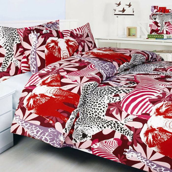 Bright Young Things Jungle Red Quilt Cover Set Double