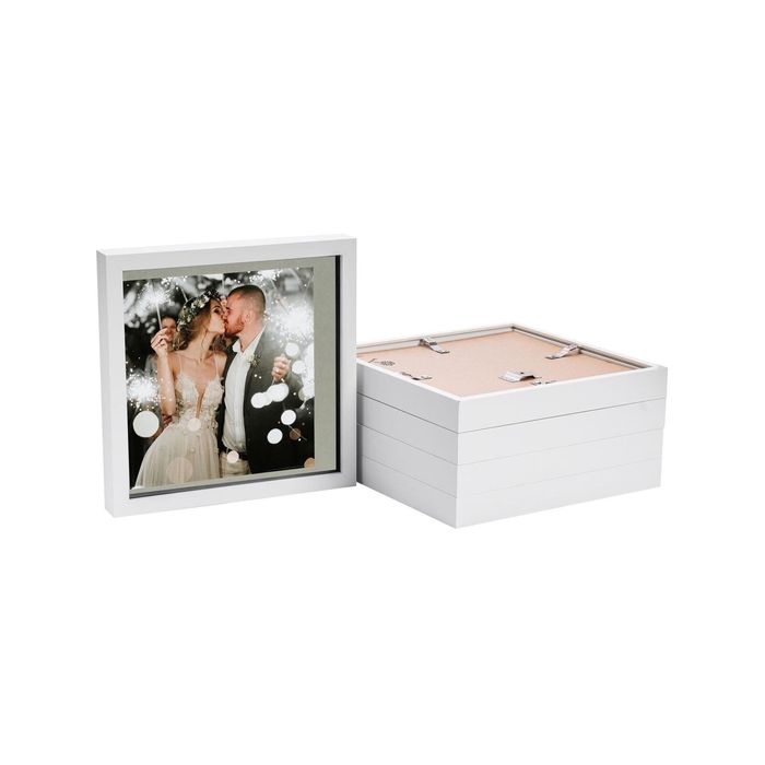 Nicola Spring 10" x 10" White 3D Box Photo Frames - 8" x 8" Mount - Pack of 5