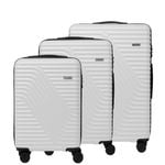 Milano Atlantis 3 Piece Luggage Set TSA Lock Hard Case 3 Piece White