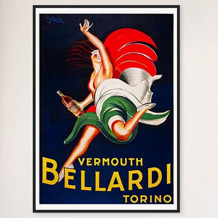 Galrie Bellardi Vermouth 1927 Vintage Advertising Poster Classic Art for Home Decor, Black Frame, 70 x 100cm (28 x 40inch)