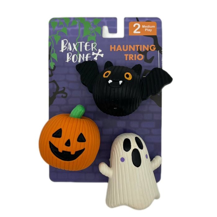 Baxter Bone Halloween 3 Pack Latex Pet Toys With Squeakers
