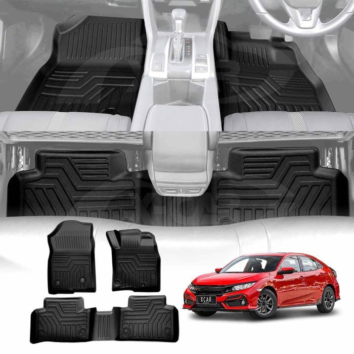 3D Floor Mats for Honda Civic 10th 2016-2021 Heavy Duty Customized Floor Liners Full Set Carpet