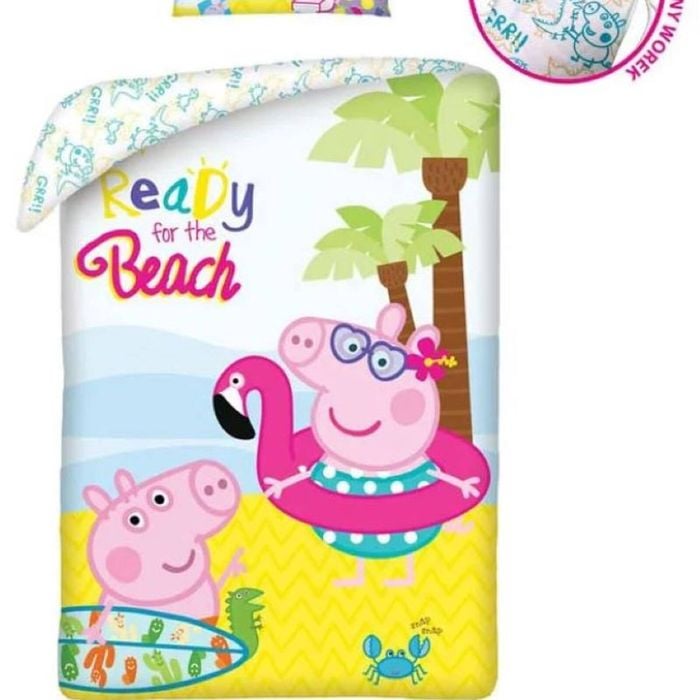 Peppa Pig Beach Cotton Quilt Cover Set - Single Bed Size