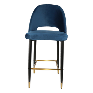 Durafurn 750mm High Denim Velvet Semifreddo Stool with Black Metal Legs