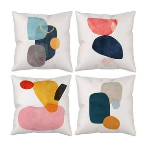 Catzon 4 Pcs Abstract Throw Pillow Covers Linen Modern Art Decor Pillowcase-Set 10