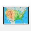 High Detailed USA Physical Map  Print 100% Australian Made 120x90cm  (Poster)