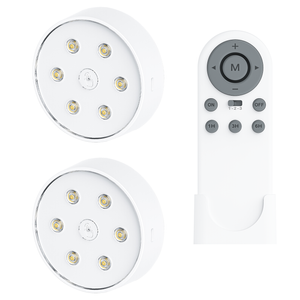 Arlec Rechargeable Linkable Puck Light Kit With Remote - 2 Pack 