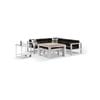 Balmoral Outdoor Aluminium Lounge And Dining Setting With Bar Cart - White Frame Dark Cushions