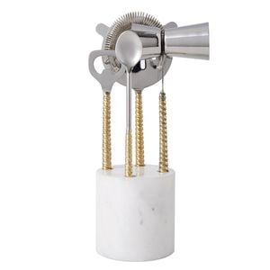 5pc Davis & Waddell Twisted Gold Handle & Marble Bar Set Gold/White 22x8cm